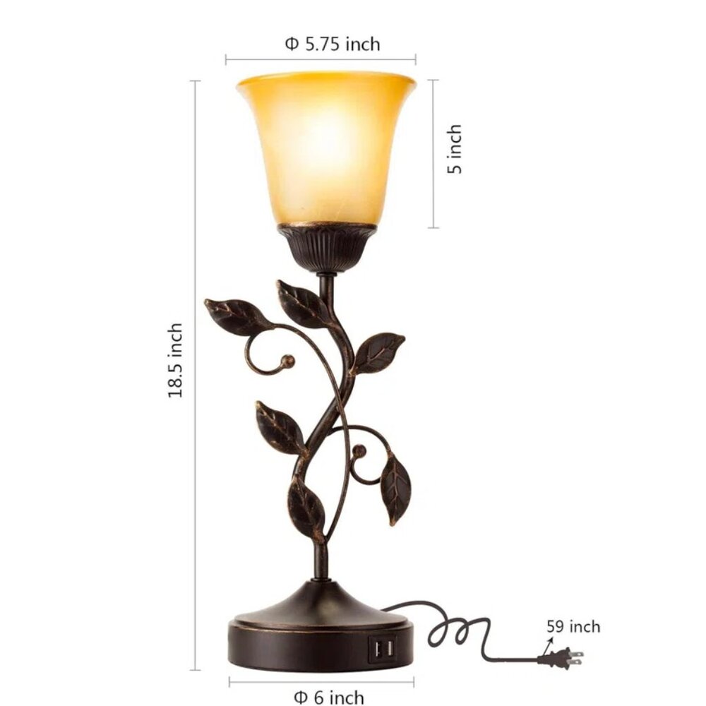 Roriano Touch Control Table Lamp w/ USB Charging Ports | 3-Way Dimmable | Amber - Picture 2 of 5